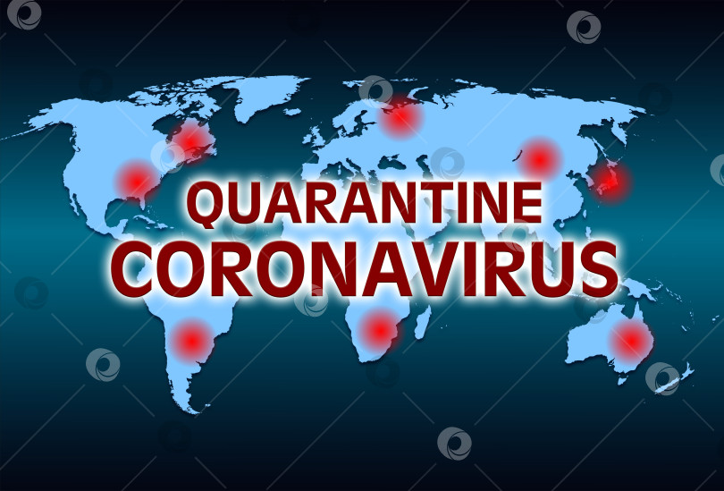 Скачать синяя карта мира с черной надписью карантинный коронавирус фотосток Ozero