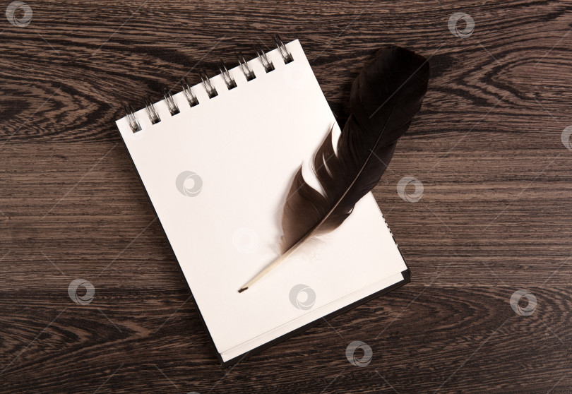 Скачать пишущая ручка и блокнот на деревянном столе фотосток Ozero