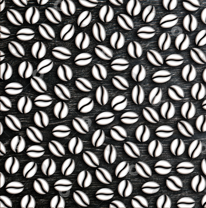 Скачать орнамент из множества обжаренных кофейных зерен на деревянном фоне иллюстрации фотосток Ozero