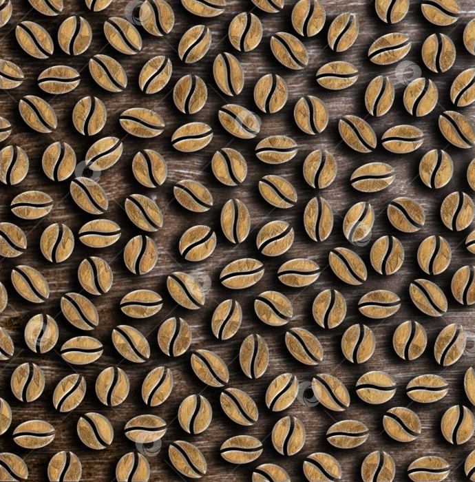 Скачать орнамент из множества обжаренных кофейных зерен на деревянном фоне иллюстрации фотосток Ozero