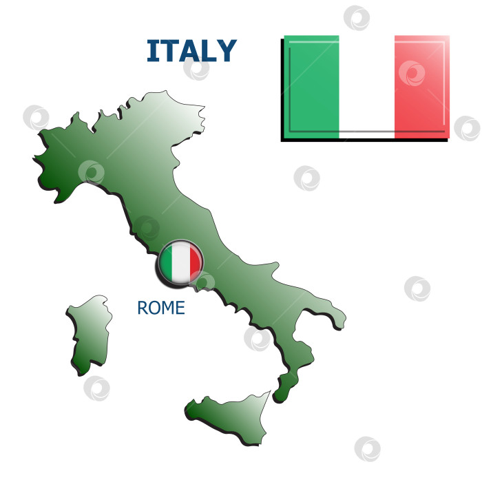 Скачать коллаж карта значок флага Италии фотосток Ozero