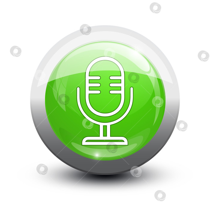 Скачать кнопка вокального микрофона зеленая фотосток Ozero