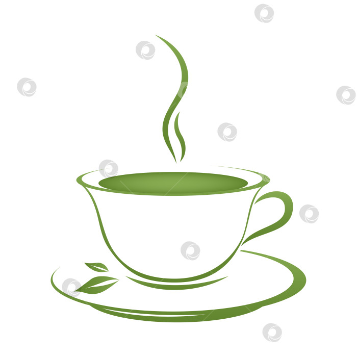Скачать Значок чайной чашки зеленый град фотосток Ozero