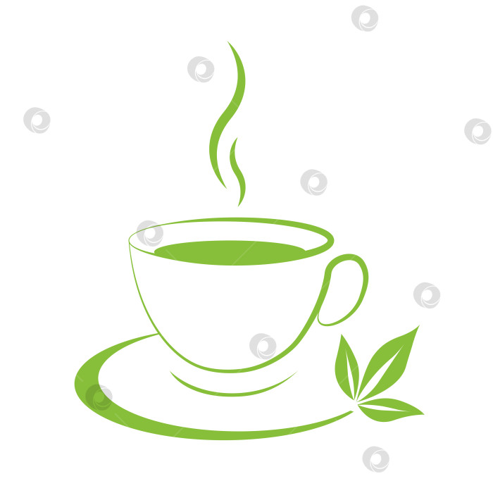 Скачать Значок чайной чашки зеленый фотосток Ozero