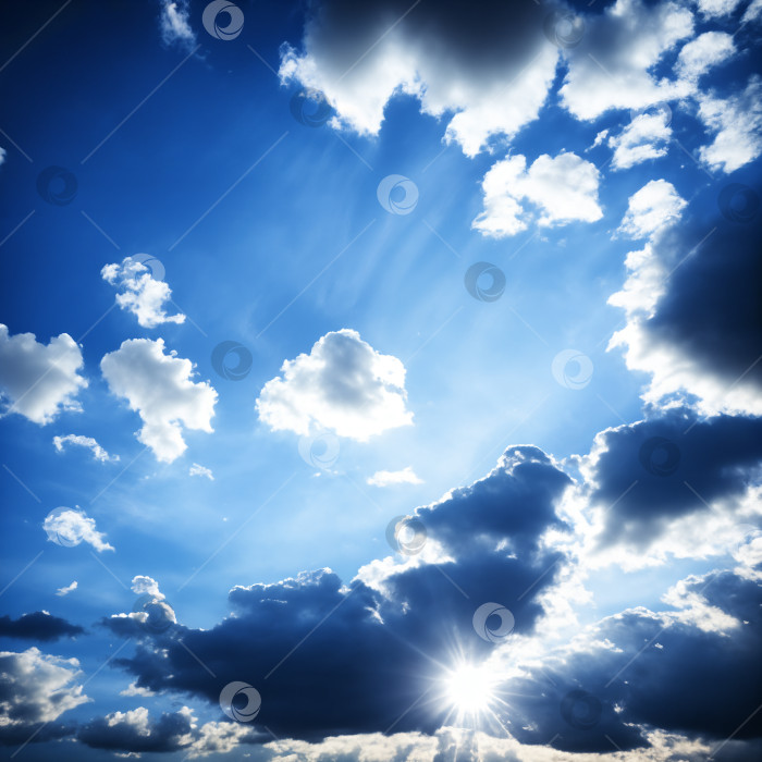 Скачать Солнечный день, голубое небо с облаками фотосток Ozero