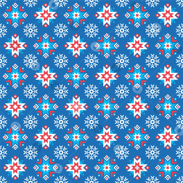 Скачать Зимний узор с абстрактными снежинками и мотивами лоскутного одеяла. фотосток Ozero