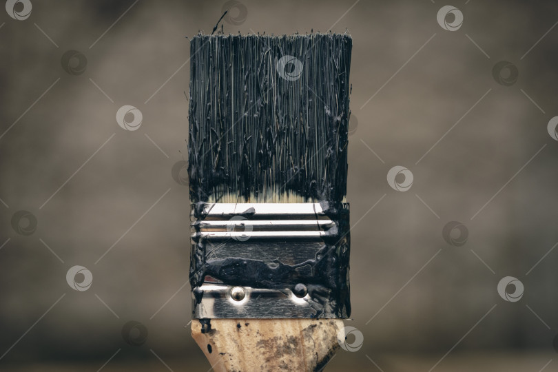 Скачать Кисть, покрытая краской на деревянном фоне фотосток Ozero