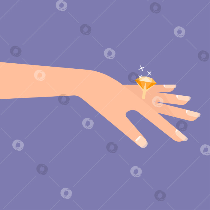 Скачать Обручальное кольцо на изящной женской руке фотосток Ozero