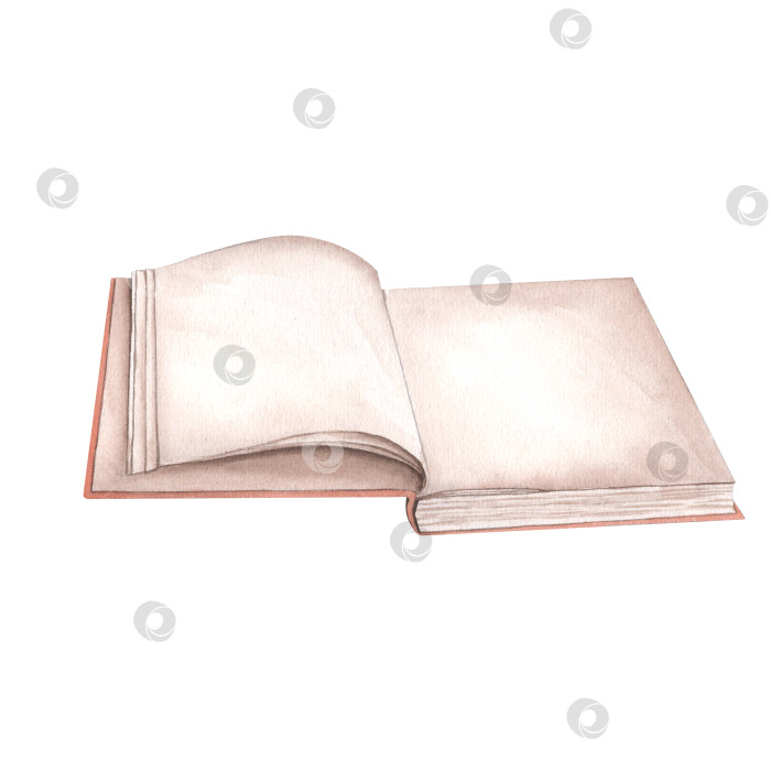 Скачать Открытая старинная библиотечная книга. Акварельная иллюстрация на изолированном белом фоне фотосток Ozero