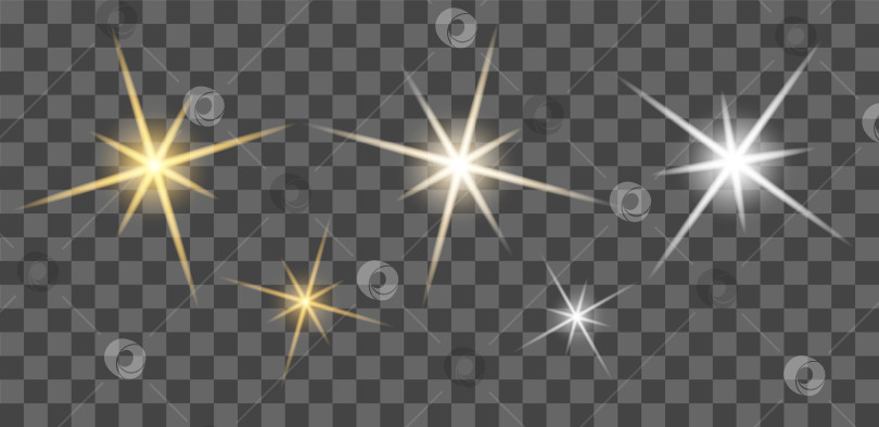 Скачать Золотые звезды, блестки, мерцание на прозрачном фоне, праздничный блестящий фон, обои для рабочего стола, на Рождество и Новый год, векторная иллюстрация в формате eps10 фотосток Ozero