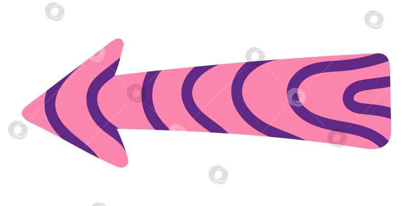 Скачать Векторный красочный мультяшный игривый розовый указатель со стрелкой с линиями в модном стиле. фотосток Ozero