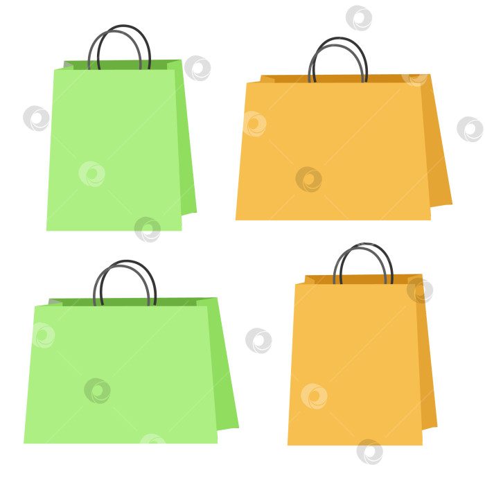 Скачать набор хозяйственных сумок. абрикосовый и фисташковый цвета. желто-оранжевый и бледно-зеленый цвета фотосток Ozero