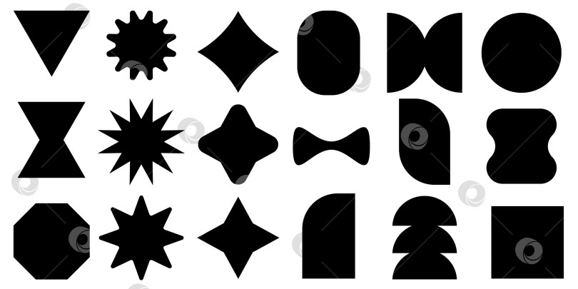 Скачать набор различных форм черного цвета. Звезды, круги, абстрактные фигуры различного дизайна для самых разных применений фотосток Ozero