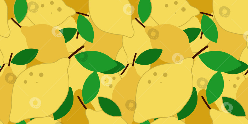 Скачать бесшовный узор с лимоном и листьями. вкусный сочный узор на тему еды фотосток Ozero