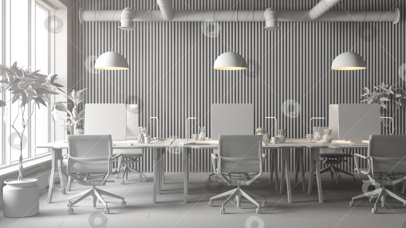 Скачать Интерьер современного офисного помещения с 3D-рендерингом фотосток Ozero