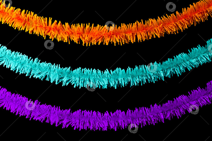 Скачать разноцветная бумажная гирлянда, выделенная на черном фоне фотосток Ozero