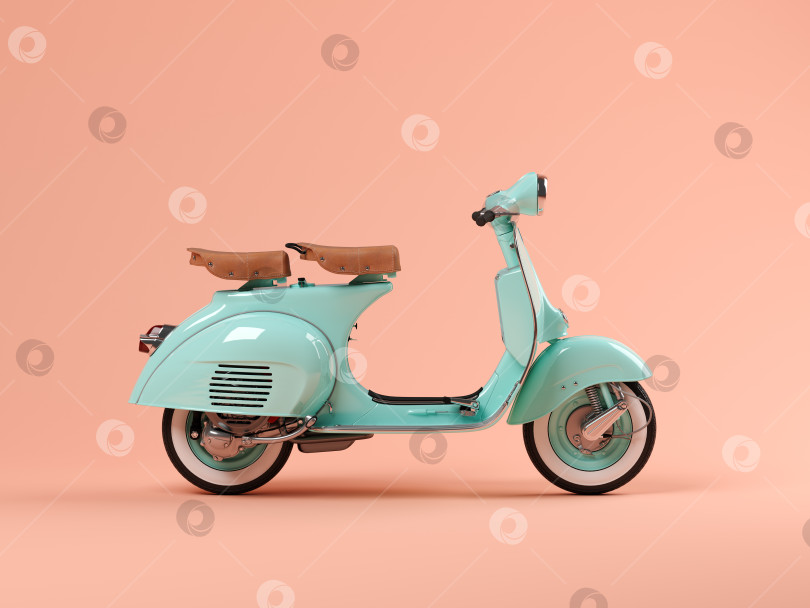 Скачать Синий скутер на розовом фоне 3d иллюстрация фотосток Ozero