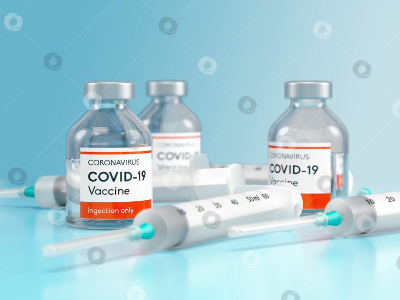 Скачать Флакон с медицинской вакциной от коронавируса Covid-19 в исследовательской медицинской лаборатории. 3D-иллюстрация фотосток Ozero