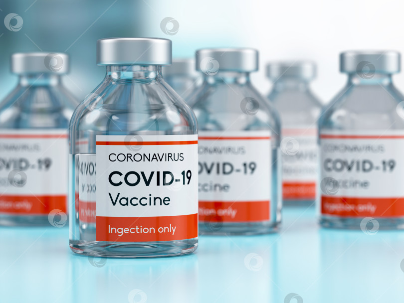 Скачать Флакон с медицинской вакциной от коронавируса Covid-19 в исследовательской медицинской лаборатории. 3D-иллюстрация фотосток Ozero