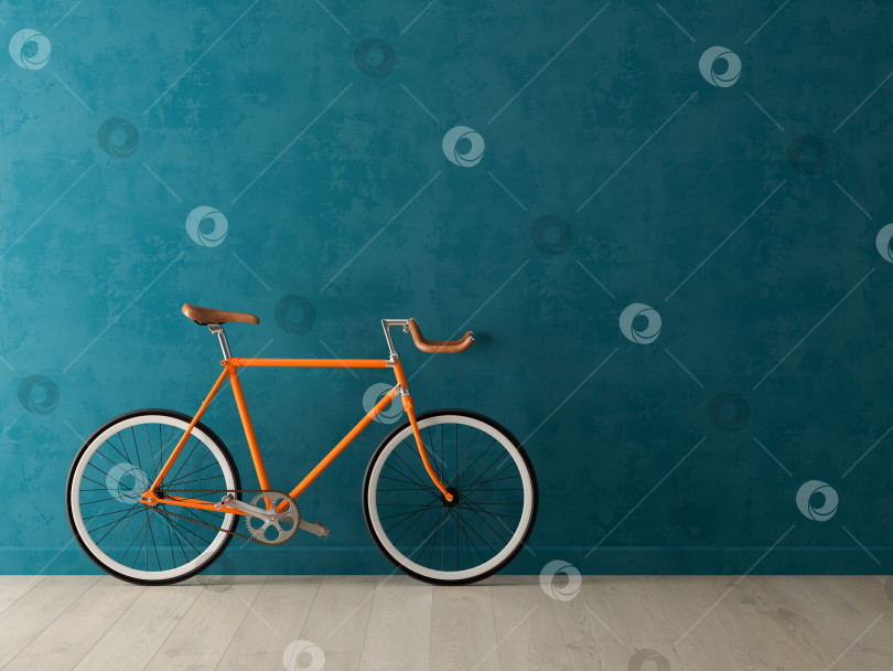 Скачать Синий велосипед на розовом фоне 3D иллюстрация фотосток Ozero