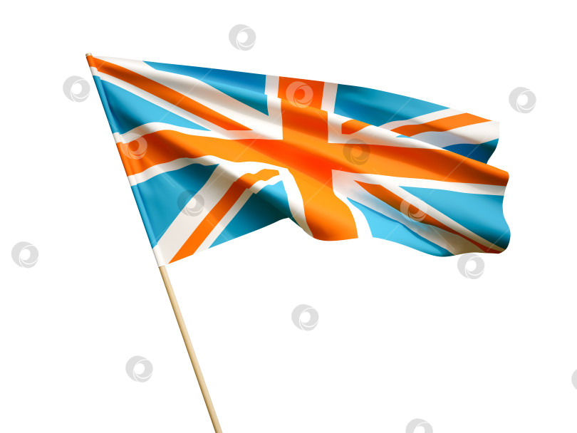 Скачать Развевающийся флаг Великобритании на белом фоне 3D иллюстрация фотосток Ozero