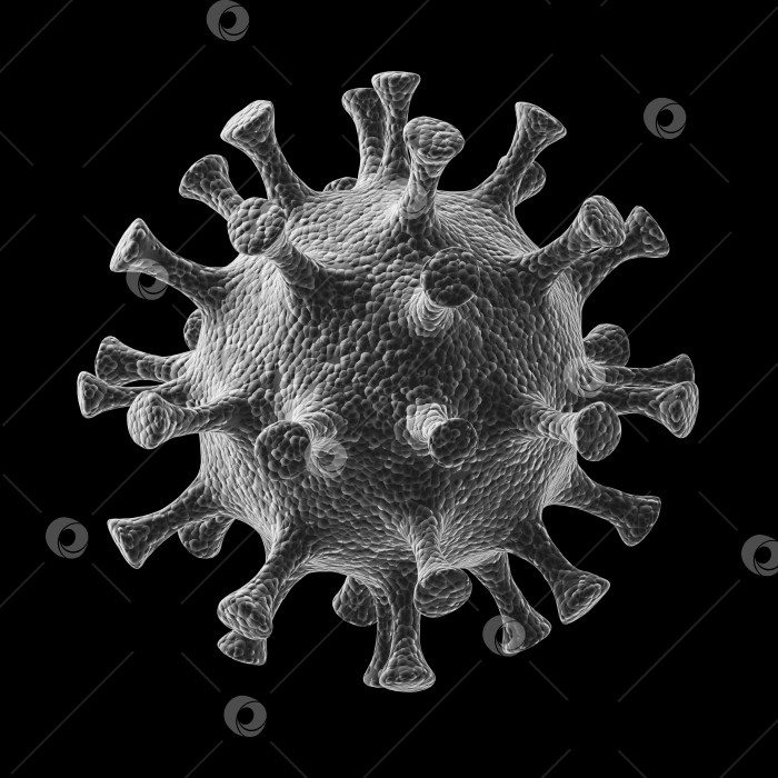 Скачать Коронавирус 2019-nCoV вирус под микроскопом крупным планом. 3d-рендеринг. фотосток Ozero