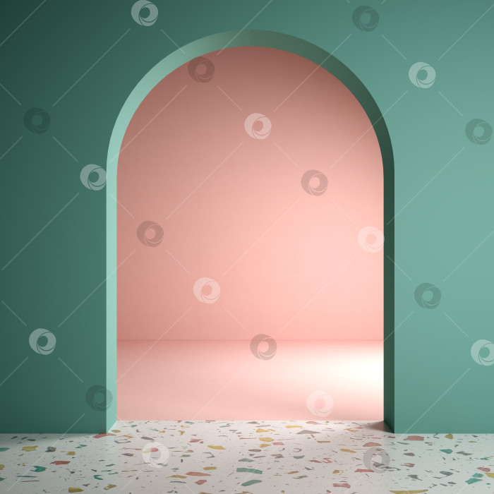 Скачать Концептуальный интерьер комнаты в стиле Мемфис 3d иллюстрация фотосток Ozero