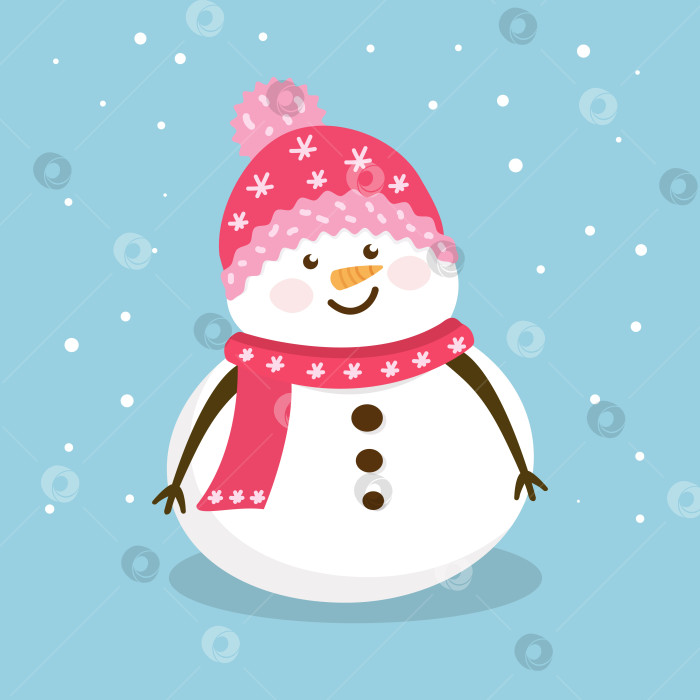 Скачать Милый снеговик в розовой шапочке. фотосток Ozero