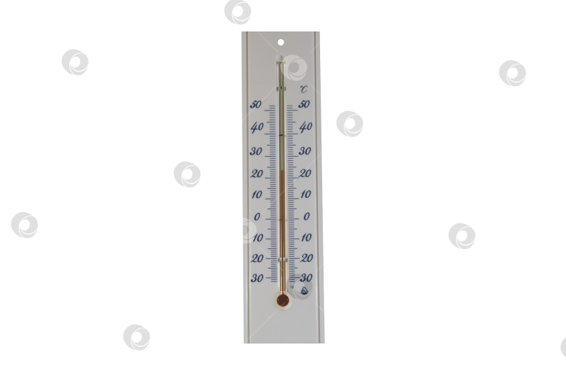 Скачать Домашний пластиковый ртутный термометр изолированный на белом фоне. фотосток Ozero
