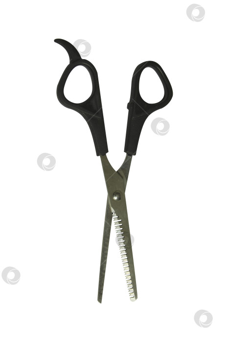 Скачать Черные профессиональные ножницы для стрижки. Рабочий инструмент парикмахера. фотосток Ozero