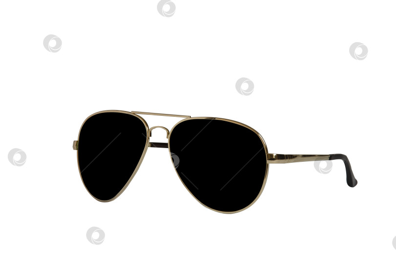 Скачать Черные очки в золотой оправе, выделяющиеся на белом фоне. фотосток Ozero