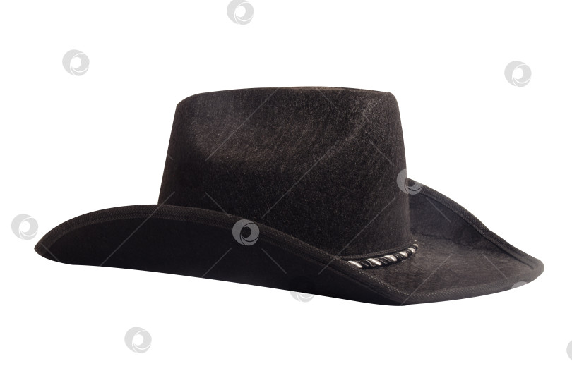 Скачать Черная ковбойская шляпа, выделенная на белом фоне. фотосток Ozero