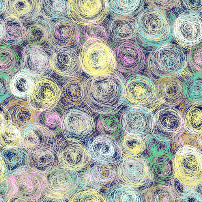 Скачать Бесшовный узор из разноцветных кругов, нарисованных от руки яркими карандашами. Стильный модный современный дизайн ткани, одежды, упаковки, фона, обоев, дизайн упаковочной бумаги. фотосток Ozero