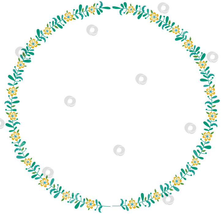 Скачать Круглая декоративная рамка с цветочным узором фотосток Ozero