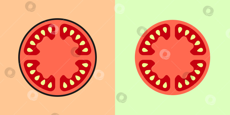 Скачать Линейный значок помидора, векторный знак контура, линейный значок, два варианта цвета фотосток Ozero