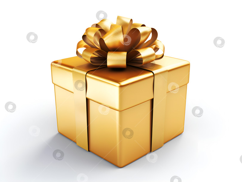 Скачать Золотая подарочная коробка, выделенная на белом фоне. Подарочная коробка "Черная пятница". Распродажа в черную пятницу или баннер с Днем рождения. Подарочная коробка, обернутая золотой лентой с бантом на белом фоне, крупным планом фотосток Ozero
