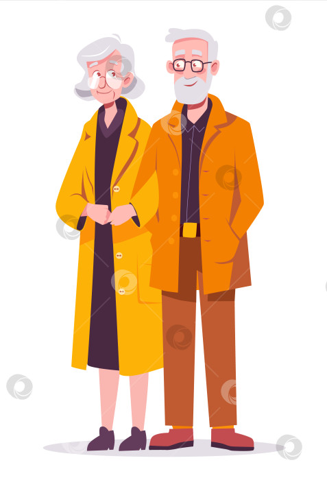 Скачать Влюбленная пара пожилых людей. Векторная иллюстрация в плоском мультяшном стиле, изолированная на белом фоне фотосток Ozero