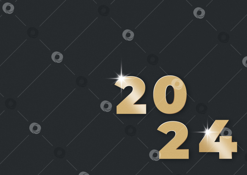 Скачать Новогодняя открытка Новый Год 2024 с золотыми цифрами пустым свободным местом для текста, поздравлений, графики, контента фотосток Ozero