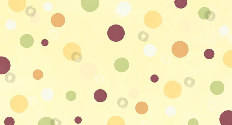 Скачать Бежевый или светло жёлтый абстрактный геометрический фон с цветными кругами. фотосток Ozero