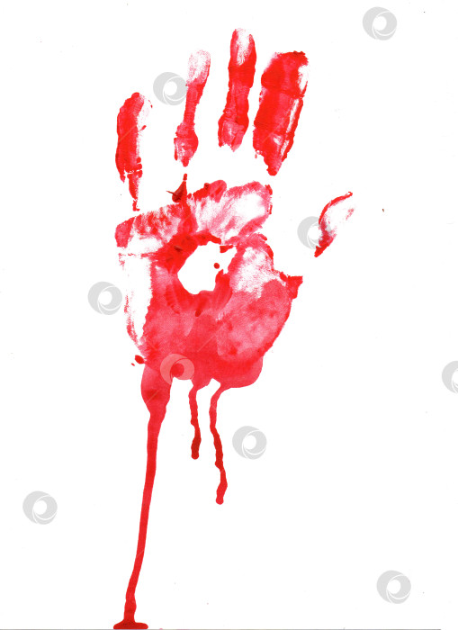 Скачать Брызги крови, кровавые отпечатки ладоней на белом фоне фотосток Ozero