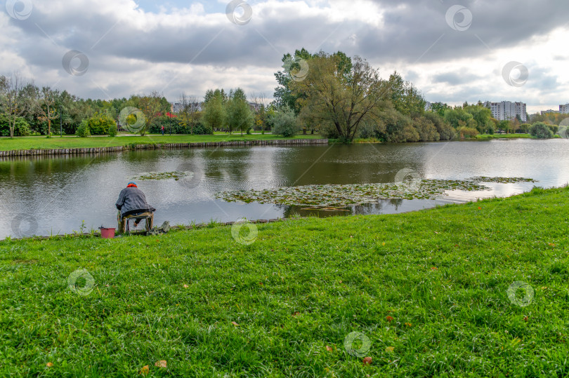 Скачать Вид на городской пруд фотосток Ozero