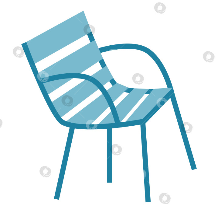 Скачать Синее кресло для сидения на улице. Симпатичный предмет мебели для отдыха. Значок французского символа, выделенный на белом фоне. Векторная иллюстрация фотосток Ozero