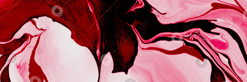 Скачать Растекающаяся акриловая краска. Абстрактный фон, выполненный в технике флюид-арт. Демонстрация цветов 2023 года - Viva Magenta фотосток Ozero