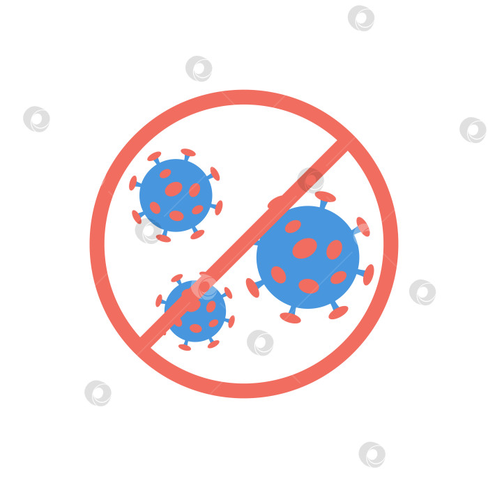 Скачать Векторная иллюстрация коронавируса. Знак запрещен из-за распространения коронавируса. фотосток Ozero