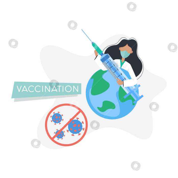 Скачать Вакцинация. вакцина против коронавируса. COVID-19. векторная иллюстрация. Плакат кампании по вакцинации. Врач с вакциной. фотосток Ozero