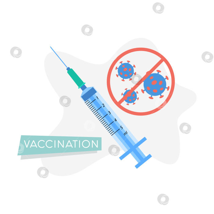 Скачать Векторная иллюстрация вакцинации против коронавируса. Врач в маске держит шприц с вакциной. фотосток Ozero
