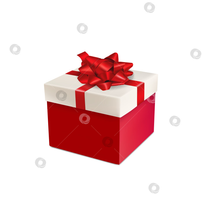 Скачать Подарочная коробка с красной лентой. Векторная иллюстрация подарочной упаковки. Красная коробка. фотосток Ozero