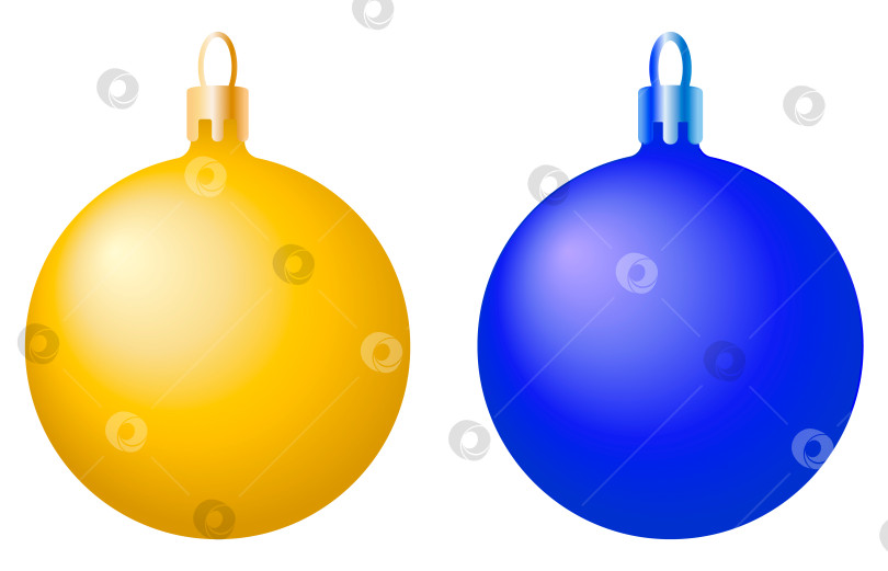 Скачать Синие и желтые елочные шары- изолят. иллюстрация елочных шаров в цветах украинского флага. Рождественские елочные игрушки фотосток Ozero