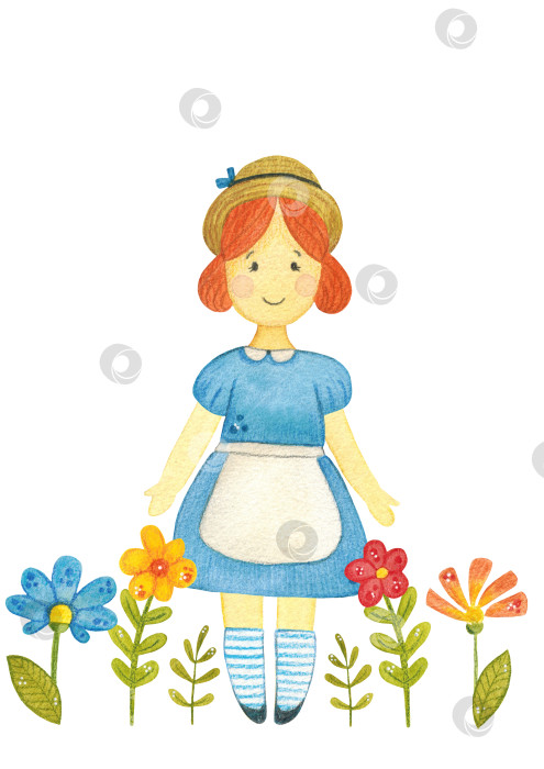 Девочка с цветами, немецкая открытка