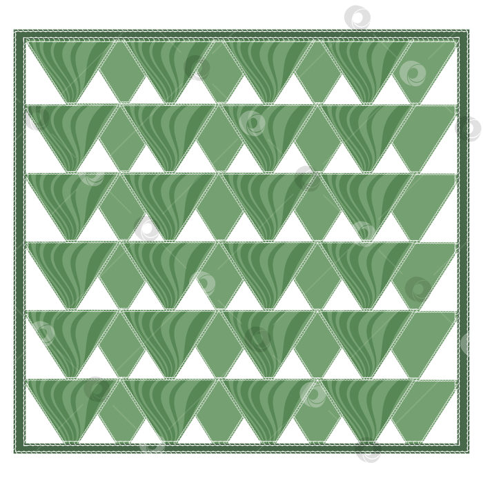 Скачать Треугольные зеленые кусочки ткани с узорами. фотосток Ozero